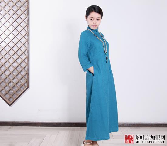 美男茶服,茶叶加盟店,惜物茶服--精美长衫系列-茶服2