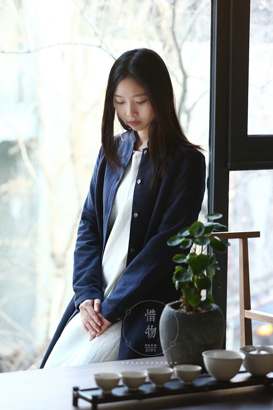 惜物棉麻茶服女装连衣裙