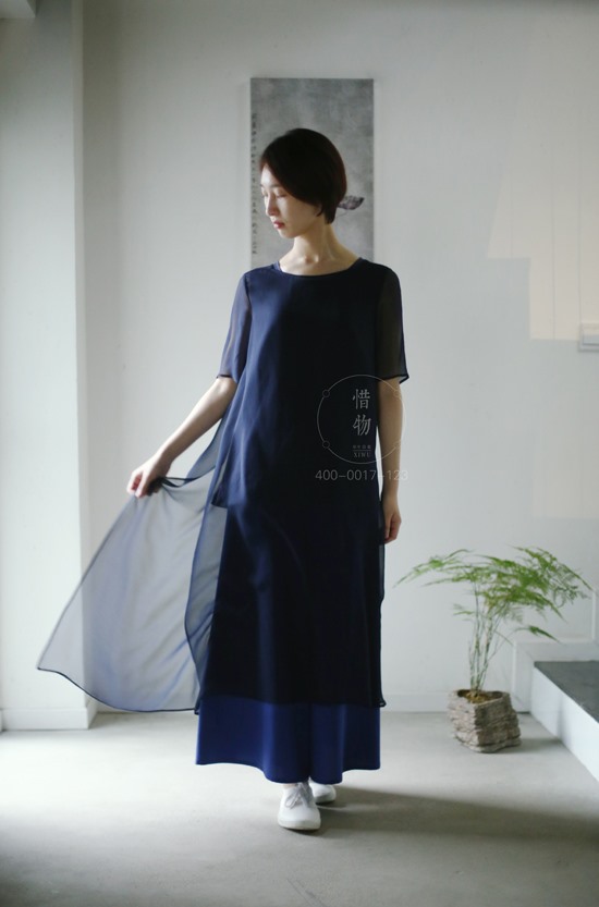 棉麻女装 茶服连衣裙　棉麻女装 首创茶服