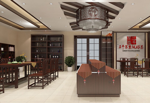 菏泽茶叶店装修_茶叶店装修结果图_菏泽茶社茶社装修图